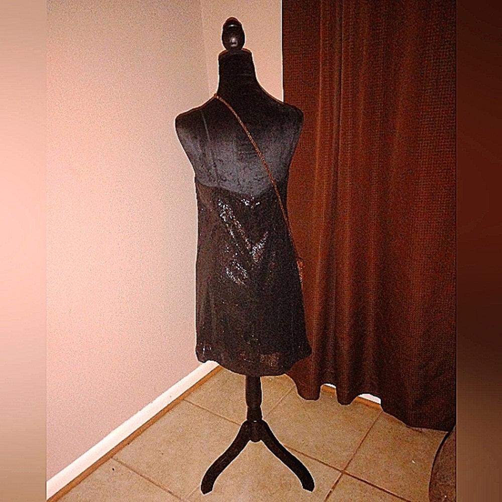 🖤🤎 NWT H&M Spaghetti Strap Sequined Dress XS With Copper Sequined Purse Party - Picture 7 of 7